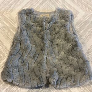 Mayoral Jeans Girls Grey Faux Fur Vest